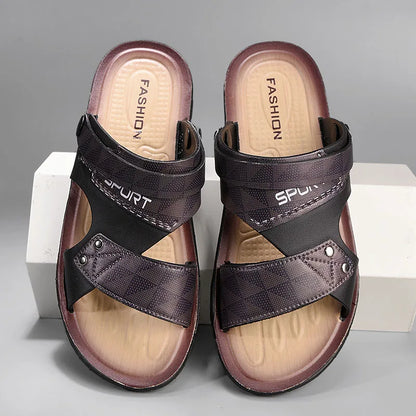 Men's Casual Slip-On Leather Sandals for Summer