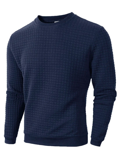 Men's Casual Jacquard Check Pullover Sweatshirt