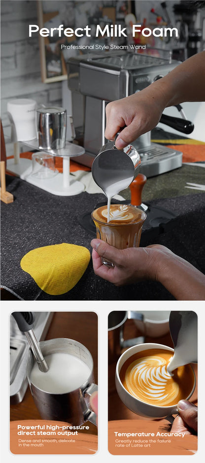 HiBREW 20Bar Semi Automatic Espresso Machine Stainless Steel