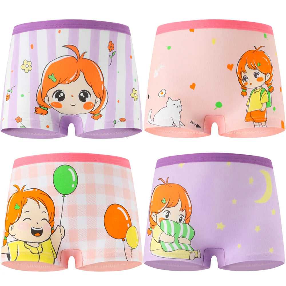 Cotton Cartoon Unicorn Print Girls Panties Set