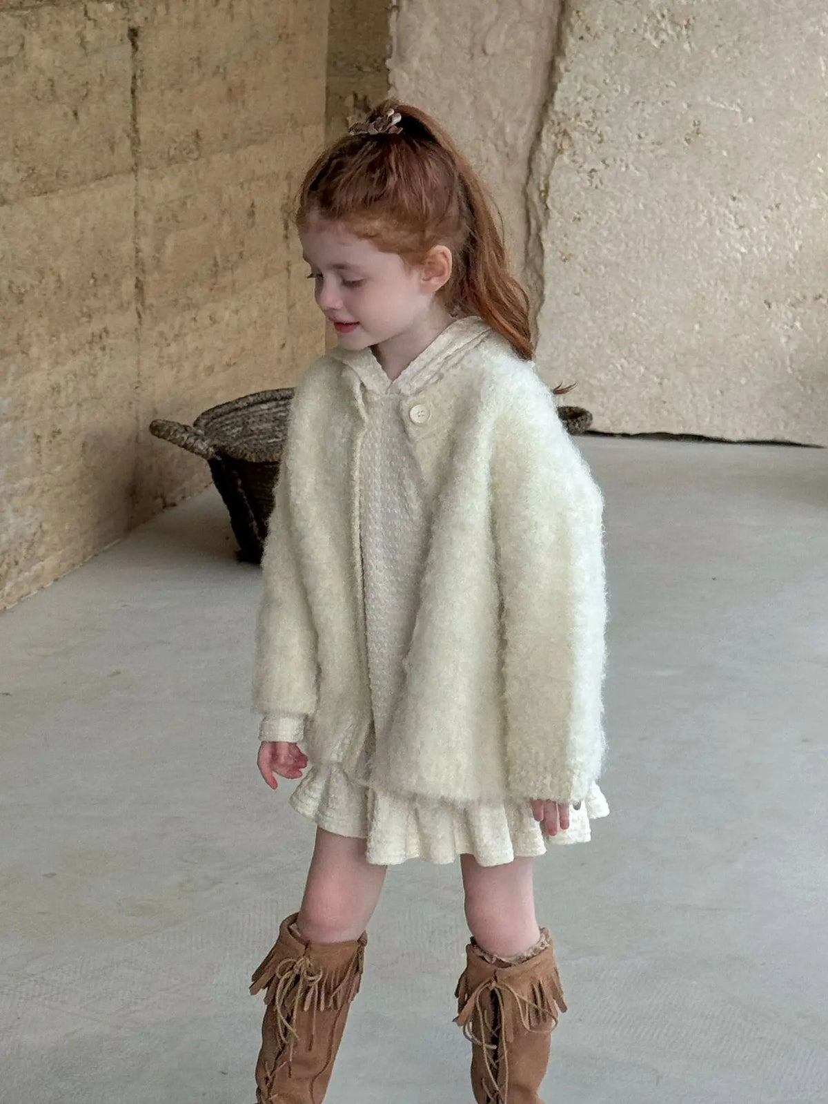 Hooded Knitted Lace Dress for Girls