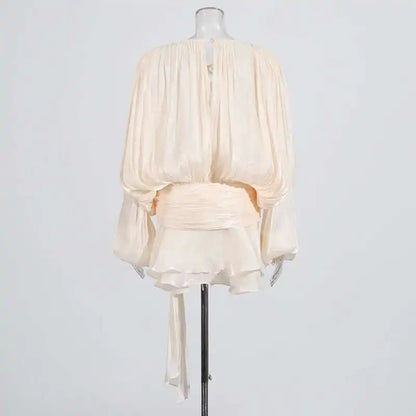 TWOTWINSTYLE V Neck Long Sleeve Mini Dress for Women