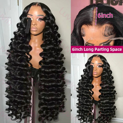 Loose Deep Lace Front Human Hair Wig 30 40 Inches