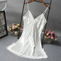 Women Lace Trim V Neck Camisole Nightgown