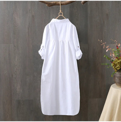 Women’s Loose White Cotton Embroidery Blouse