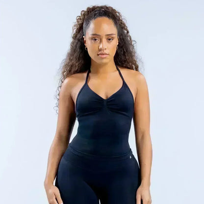 Seamless Lace-Up Bra and Shorts Yoga Set for Women