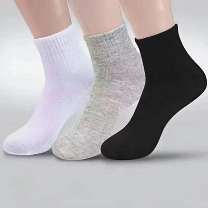 Men's Solid Color Mid-Calf Socks 10 Pairs All Seasons