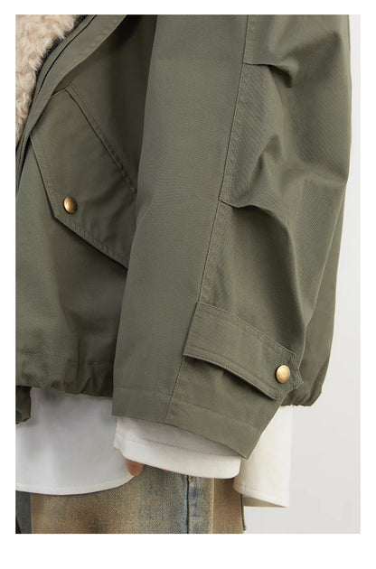 Cotton Motorcycle Jacket for Women Casual Retro Style