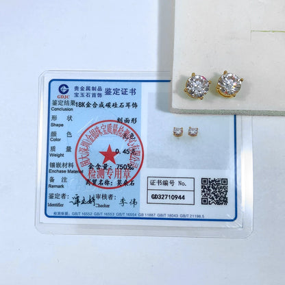 18k Gold Moissanite Stud Earrings for Women