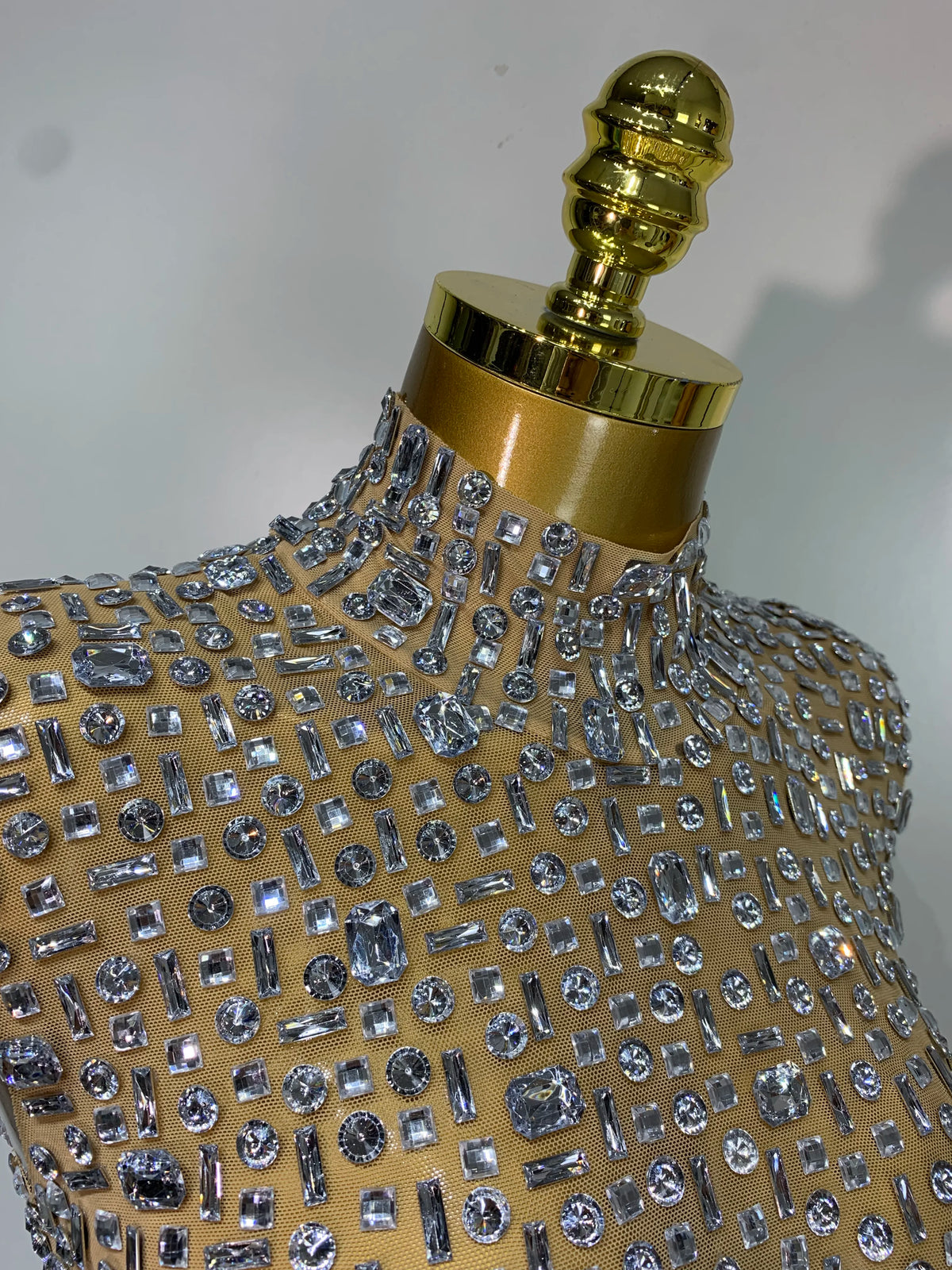 Gold Rhinestone Sleeveless Long Dress for Women