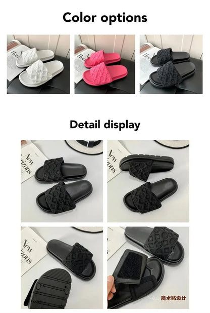 Ladies Canvas Flat Slippers Summer Sandals for Women