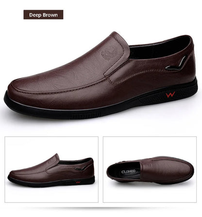 CLOHOO Men's Leather Casual Loafers for Office