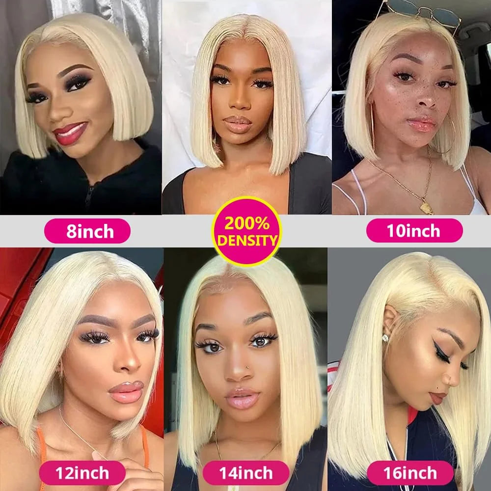 613 Blonde Straight Bob Wig Remy Human Hair Lace Front