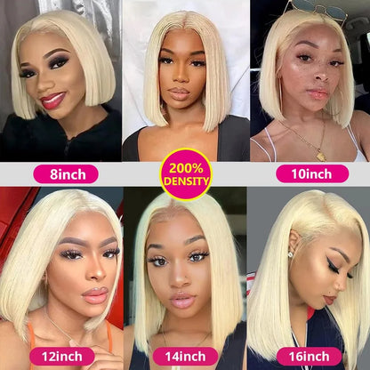 613 Blonde Straight Bob Wig Remy Human Hair Lace Front