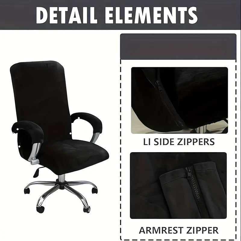 Velvet Plush Stretch Office Chair Cover Set