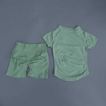 Seamless Yoga Top and Shorts Set for Women