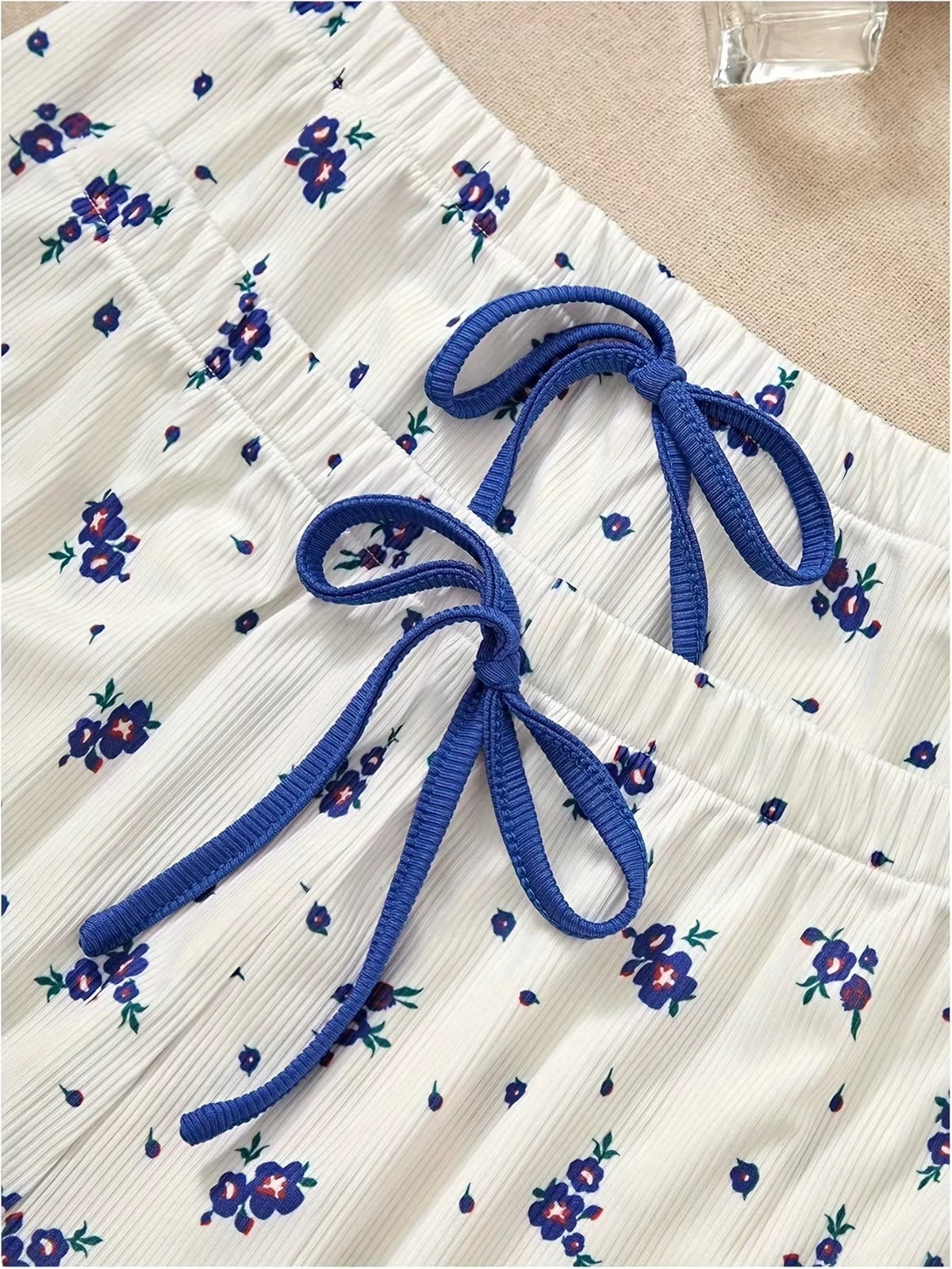 Lace V-Neck Camisole and Floral Printed Shorts Pajama Set