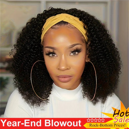 Afro Kinky Curly Wig with Headband 200% Density
