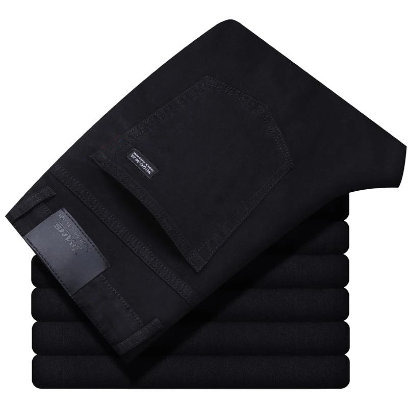Men's Slim Black Denim Jeans with Slight Stretch