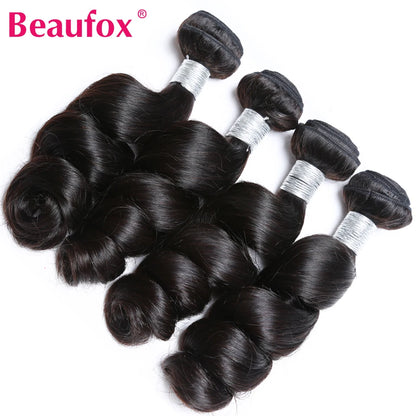 Beaufox Loose Wave Human Hair Bundles With Closure