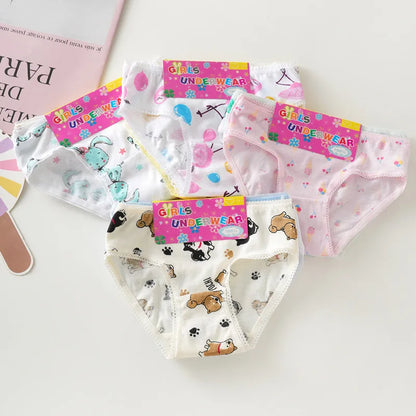 Cotton Cartoon Briefs for Girls Kids Underwear