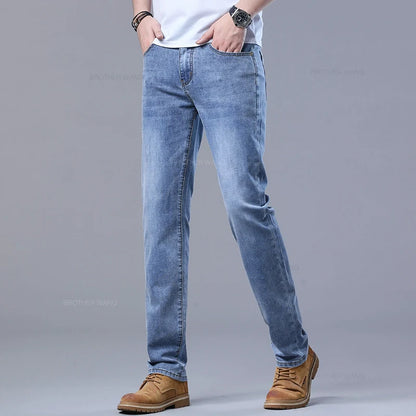 Light Blue Slim Jeans for Men in Stretch Denim
