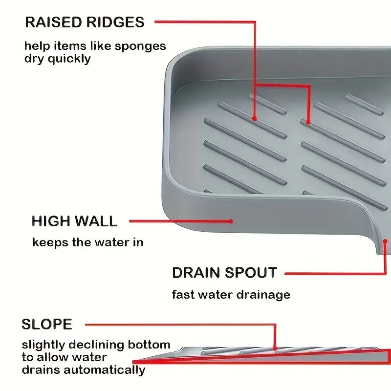 Silicone Kitchen Sink Faucet Mat and Tray