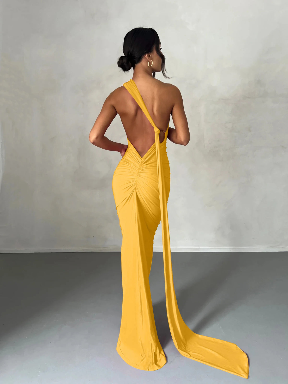 Hugcitar One Shoulder Backless Maxi Dress Women