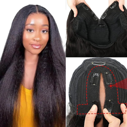 Kinky Straight V Part Wig 220% Density Human Hair