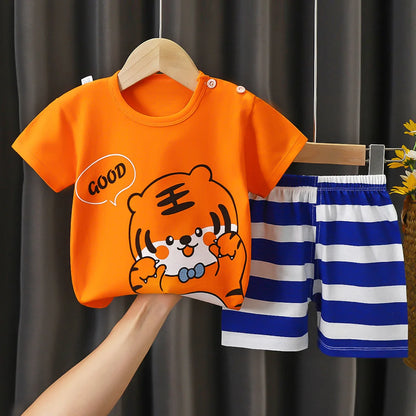 Cartoon Printed Cotton Toddler Tracksuit Set