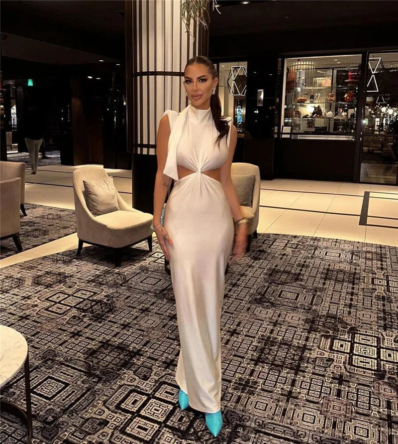 Hollow Out Turtleneck Maxi Dress for Women