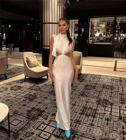Hollow Out Turtleneck Maxi Dress for Women
