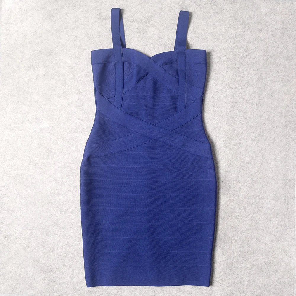 BEAUKEY Blue Mini Bandage Dress for Women XL