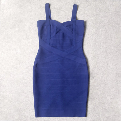 BEAUKEY Blue Mini Bandage Dress for Women XL