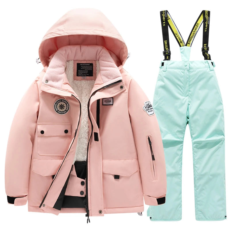 Winter Skiing Suit for Boys and Girls, Waterproof Polyester