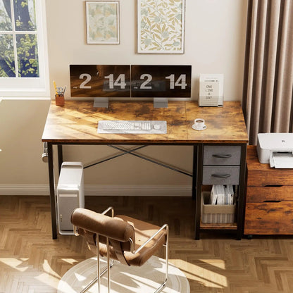 JHK 47 Inch Wood Computer Desk with 2 Drawers