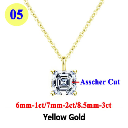 Moissanite Pendant Necklace 18K Gold Plated Women