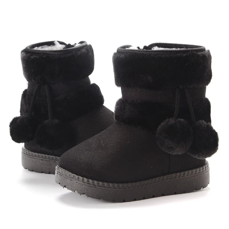 Girls Winter Snow Boots Thick Warm Rubber Microfiber
