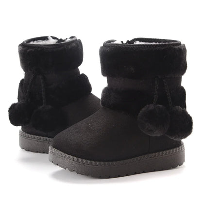 Girls Winter Snow Boots Thick Warm Rubber Microfiber
