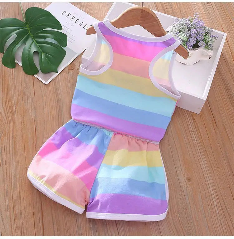 Cartoon Printed Vest and Shorts Set for Kids