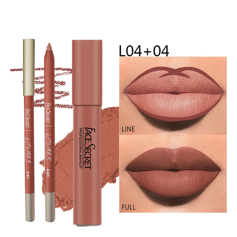 Matte Lipliner and Lipstick Set Waterproof Long Lasting