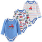 Kiddiezoom 3 Pcs Cotton Long Sleeve Baby Bodysuit