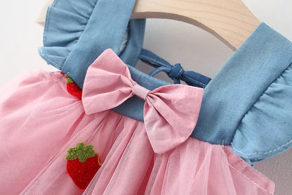 Baby Girl Summer Cherry Mesh Dress
