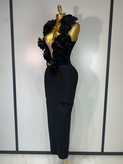 3D Flower Sleeveless Bodycon Bandage Dress Women