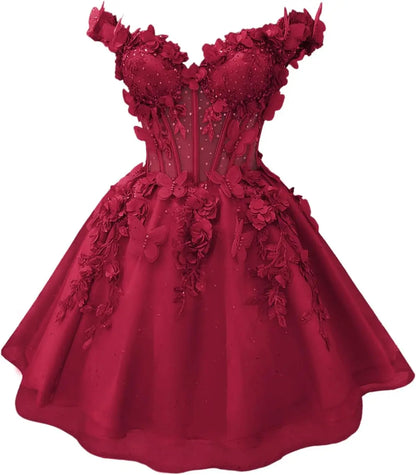 Butterfly Short Off Shoulder Prom Dress for Teens