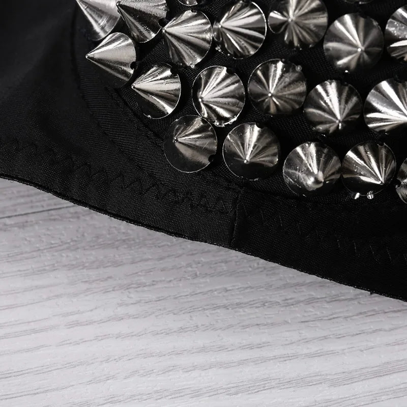 Silver Rivets Gothic Push Up Bralette for Women