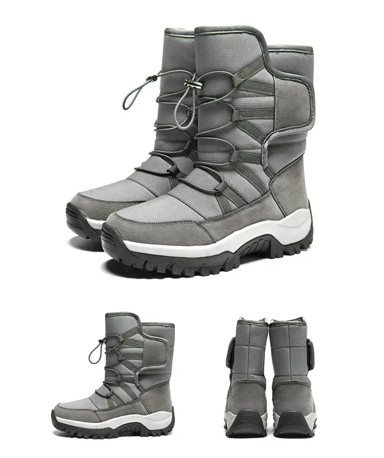 Men's Winter Ankle Boots Waterproof Plush Hiking Shoes