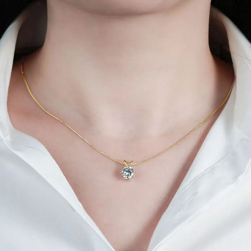 Moissanite Pendant Necklace 925 Sterling Silver Women