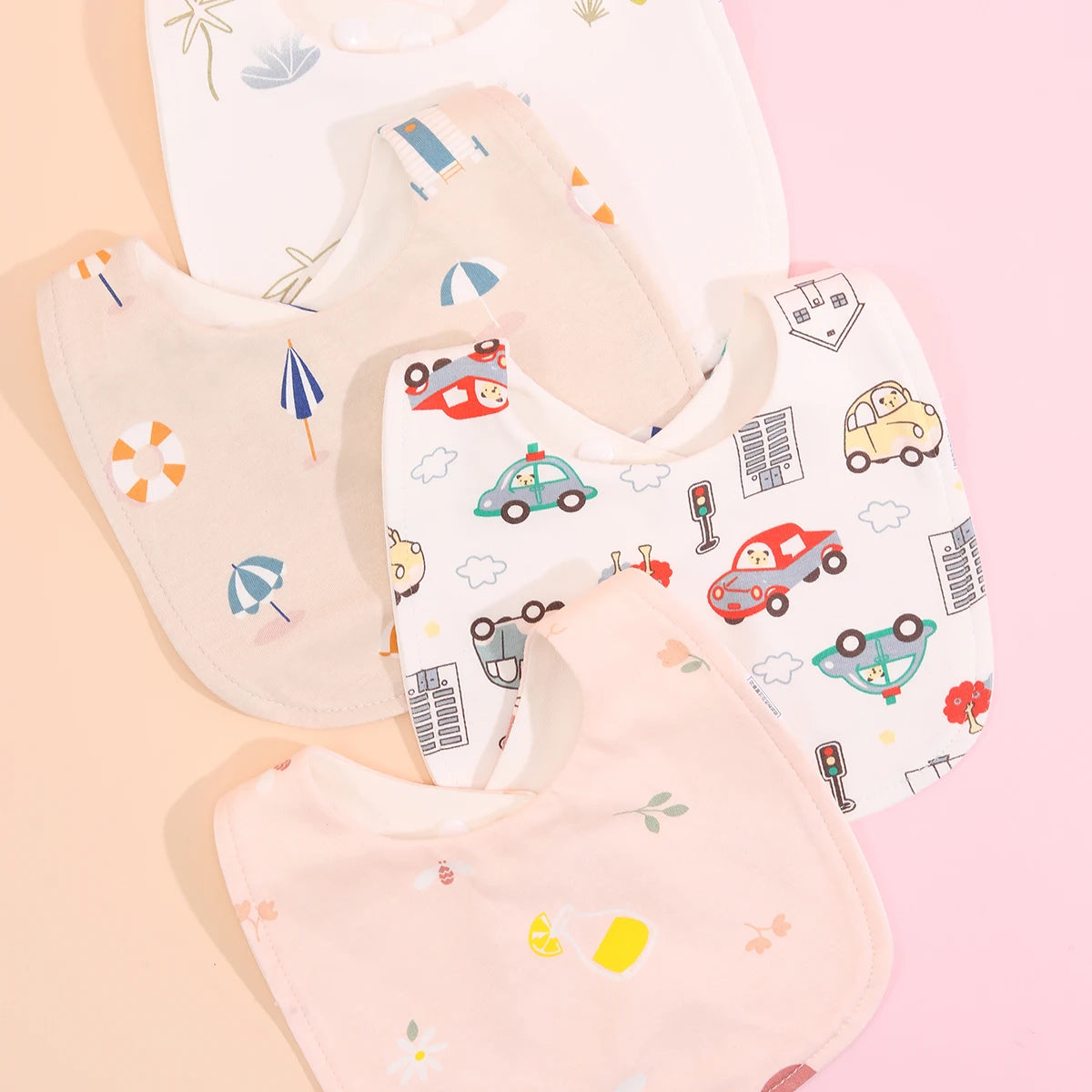 4pcs Cotton Baby Adjustable Bibs Bandana Scarf
