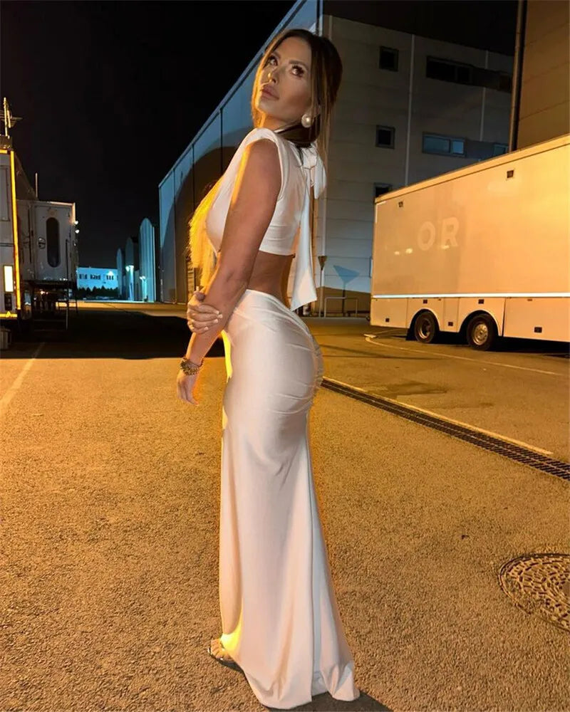 Hollow Out Turtleneck Maxi Dress for Women
